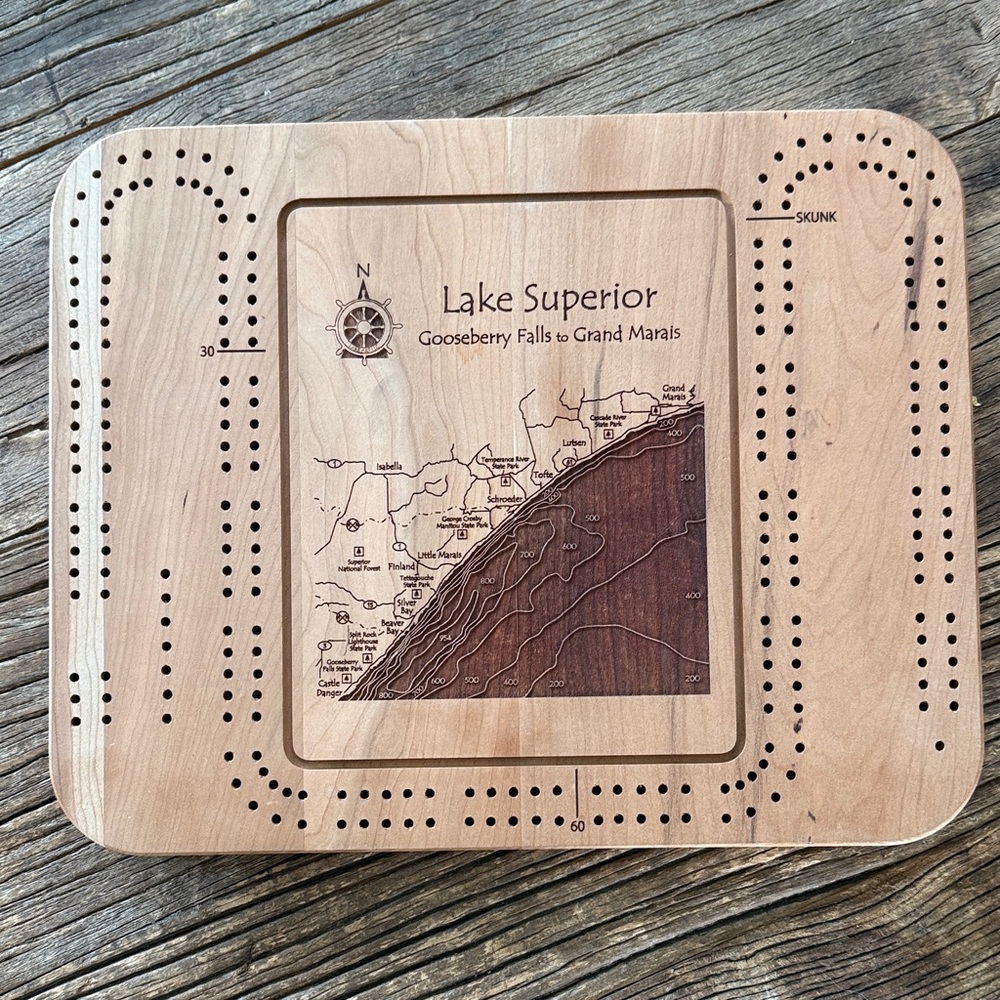 Wood Crafted Lake Superior Cribbage Board